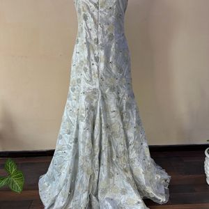 Silver Heavy Embellished Bow Gown