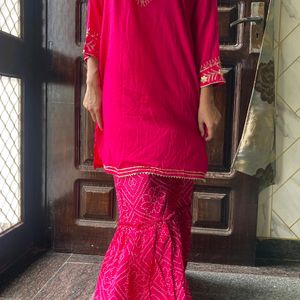 KURTA SET -2 PIECE Pink Festive Wear Garara