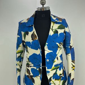 Blue Flower Print Blazer