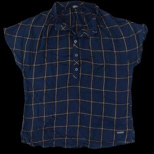 Roadster Navy Checked Shirt Top