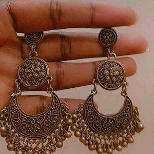 Oxidised Tribal Chandbali Earring