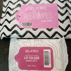 Zudio Wet Wipes& Zudio Lip Colour Removal Wet Wipes , Face Cleaning Under 200 Coins , Facial Kit, Makeup Removal Kit , Combo Pack 2