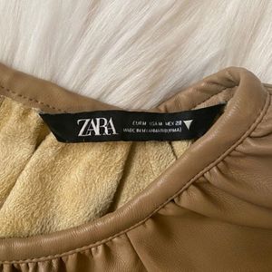 Zara Tan Faux Leather Top🤎