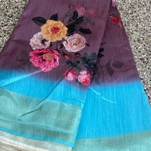 New Floral Print Saree For Grabs