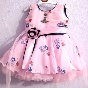 Pink Party Wear Frock For Baby Girl