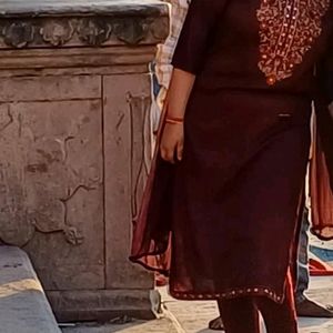 Maroon Straight Kurti Medium To Large