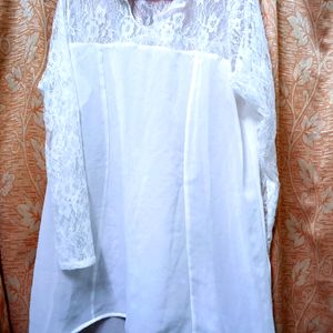 Transparent White Net Sleeves Kurti 🤍