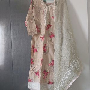 Cotton Two Piece Set kurti With Dupatta