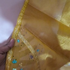 Gold Dupatta With Border Super Long