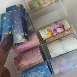 Best Quality Nail Foil Tapes With Glue(Pack Of 10)