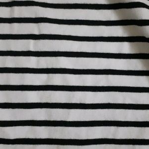 Black Stripe White Tshirt Women