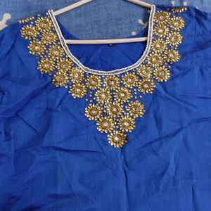 Blue Embroidery Work Kurta