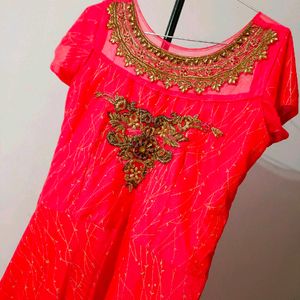 Ethnic Gown - Coral Pink
