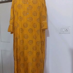 Mustard Cotton Kurti xxl Size