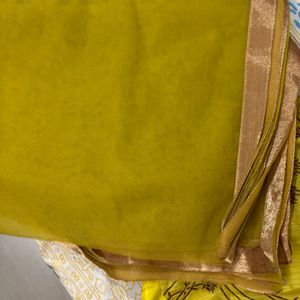 Beautiful Green Skirt Blouse And net dupatta Set