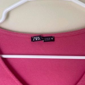 Zara Drawstring Pink Casual Top