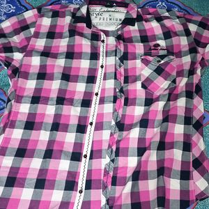 CASUAL CHEAK SHIRT PINK&BLACK , Regular Fit