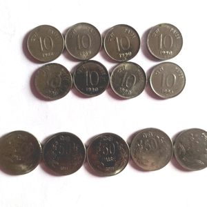 Old Indian Coins 1988... 10ps, 25ps, 50ps(Sma