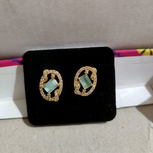 Ad Stone White & Light Green Earrings