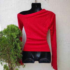 SHEIN Asymmetrical Neck Full Sleeve With Cut Top