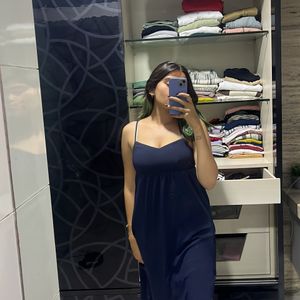 Long Navy Blue Dress For Party