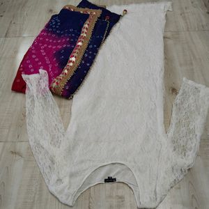 Net kurti with heavy dupatta