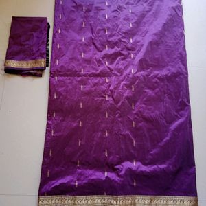 Wine Color Traditional Semi  Silk Saree