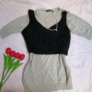 Korean Grey Fitted Top