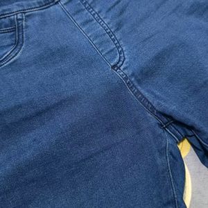 Blue Jeans With Elastic Waist For Women