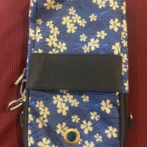 Navy Blue Floral Hand Purse