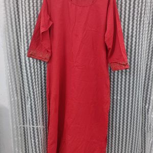 Red Pant Kurta Set Without Dupatta