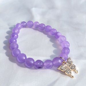 Purple Beads Bracelet With Butterfly Charm 🦋💜