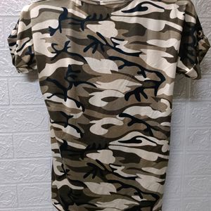 Military Print T-shirt For Small To Medium Size