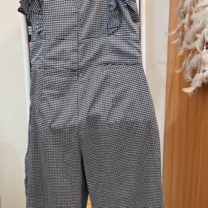 Checked Print Jumpsuit Grey Color Casual Wear