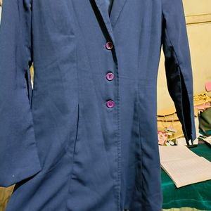 Ajio Navy Blue Full Sleeves Blazer