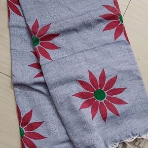 Floral Print Sunflower Saree (Silver Colour)