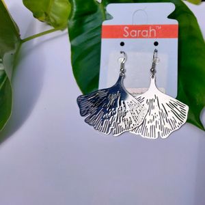 Silver Earrings Ginkgo Leaf