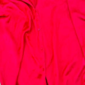 Pink Satin Shirt V Neck