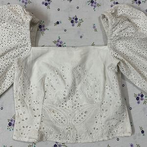 H&M Puff Sleeves Crop Top