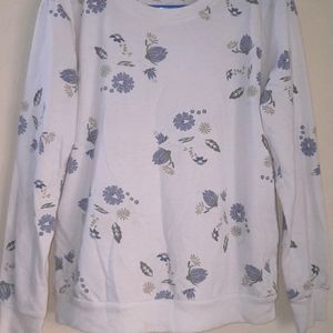 White Floral Sweatshirt