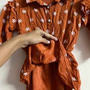 Floral Printed Rust Color Top (women’s)