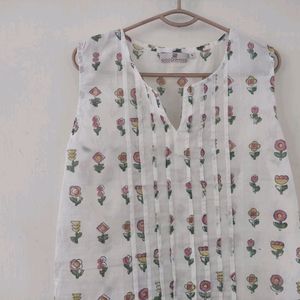 Colourful Motif White Tunic