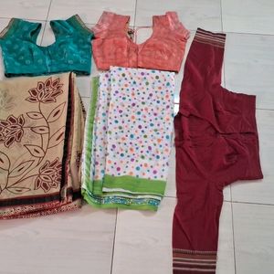 2 Saree With Extra 3 Blouses