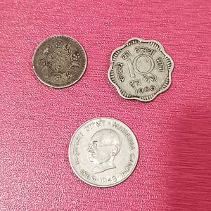 Old Coins 50 Paisa, 10 Paisa,1/4 Rupee Georglvi