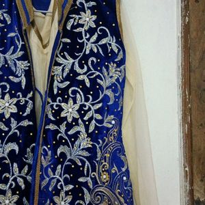 Blue Full Anarkali Dress With Dupatta & Pent