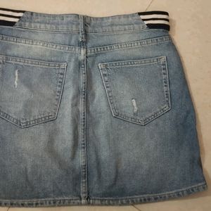 Allsaints denim mini distressed skirt