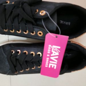 Lavie Black Golden Formal Shoes