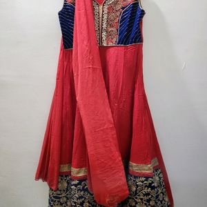 Pretty Red Gown With Dupatta