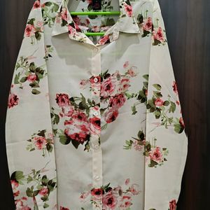 Light Beige Colour Floral Print Shirt For Girls