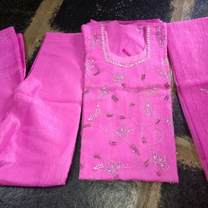 🎉🤑Half Pattu Crush Material Punjabi Dress